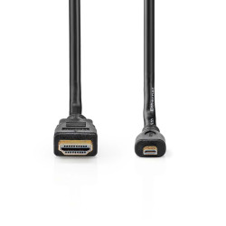HDMI-kabel met hoge snelheid en Ethernet - HDMI-connector naar Micro HDMI - 4K bij 30Hz, 10.2 Gbps - 2 m - Zwart