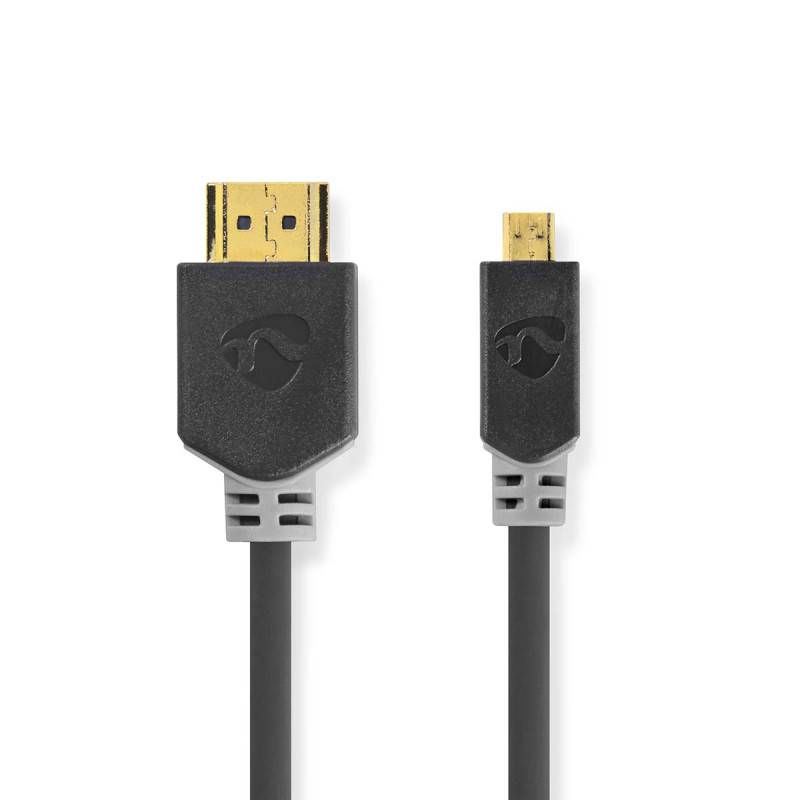 Câble HDMI Haute Vitesse avec Ethernet - Connecteur HDMI vers Micro HDMI - 4K à 30Hz, 10.2 Gbps - 2 m - Rond PVC Anthracite - Bo