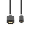 High-Speed HDMI Cable with Ethernet - HDMI to Micro HDMI Connector - 4K at 30Hz, 10.2 Gbps - 2m - Round PVC Anthracite - Box wit