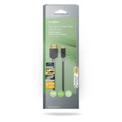 Câble HDMI Haute Vitesse avec Ethernet - Connecteur HDMI vers Micro HDMI - 4K à 30Hz, 10.2 Gbps - 2 m - Rond PVC Anthracite - Bo