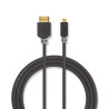 HDMI-kabel met hoge snelheid en Ethernet - HDMI-connector naar Micro HDMI - 4K bij 30Hz, 10.2 Gbps - 2 m - Rond PVC Antraciet -