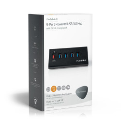 Nedis USB Hub 5-Poorts QC3.0 / USB 3.2 Gen1 - Zwart