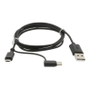 USB 2.0 Kabel USB A Male - USB-Micro-B / USB-C Male 1 m Zwart + Type-C-Adapter
