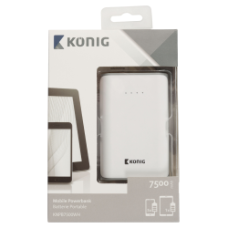 König batterie de secours pour telephone Lithium-ion 7500 mAh USB Blanc