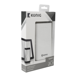 König Draagbare Powerbank 15000 mAh USB Wit