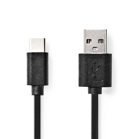 Nedis Câble USB USB 2.0 USB-A Mâle USB-C™ Mâle 480 Mbps Plaqué nickel 2.00 m Rond PVC Noir