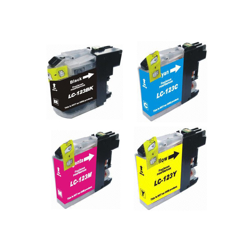 4 compatibele inktpatronen voor Brother LC-123 printer