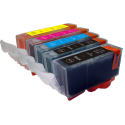 5 compatibele inktpatronen voor Canon PGI-520 + CLI-521 printer